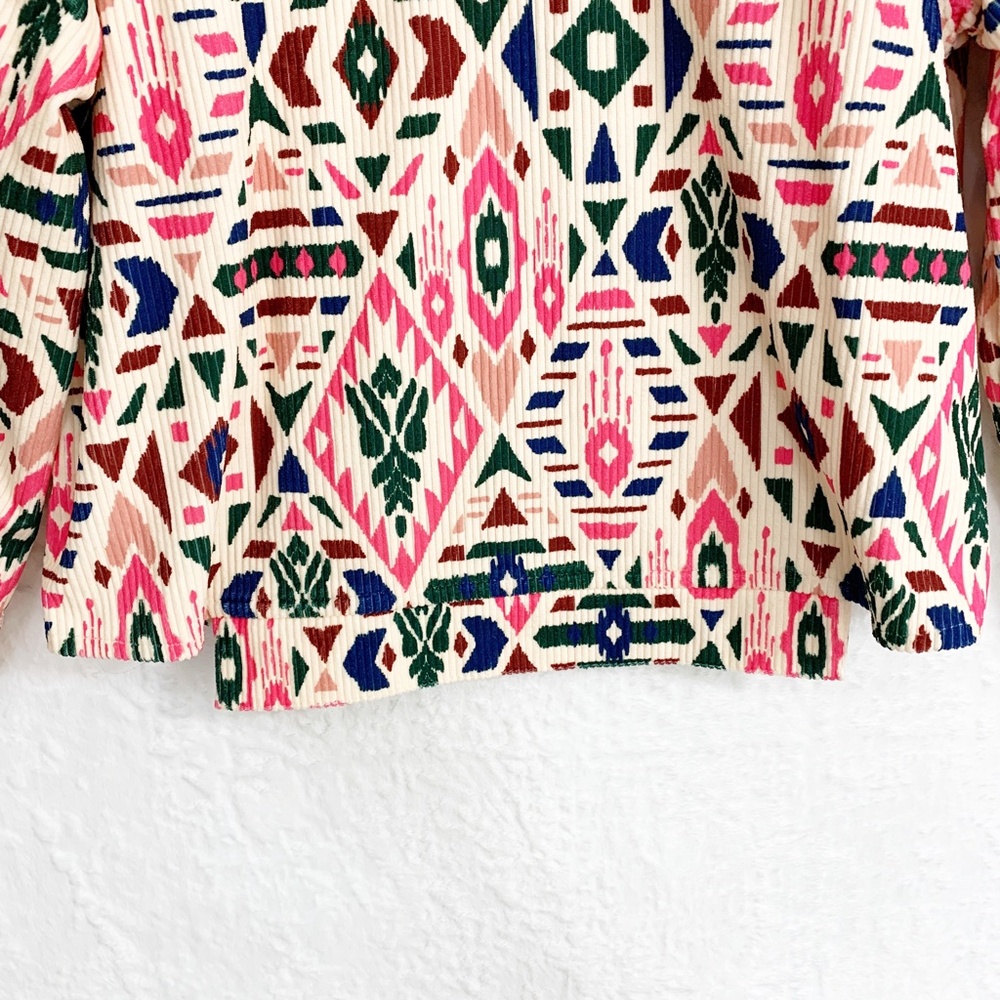 Savanna Jane Aztec Print Corduroy Shirt Jacket Sz 1X - Picture 5 of 12